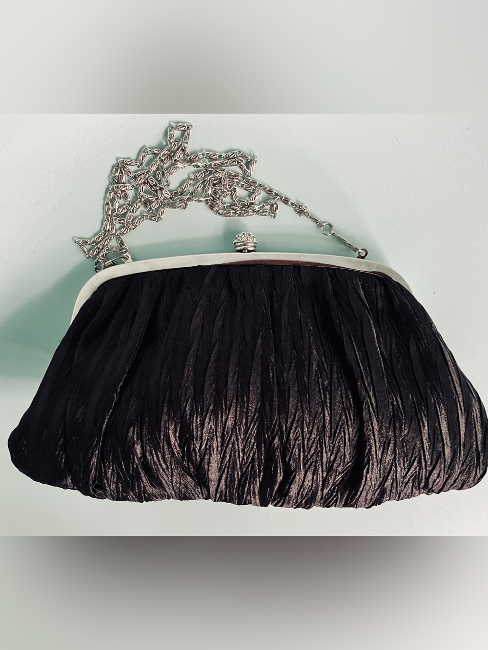 Neiman Marcus Pleated Black Evening Bag